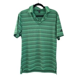 Adidas Men's Polo Shirt in Green Stripes Sze Medium